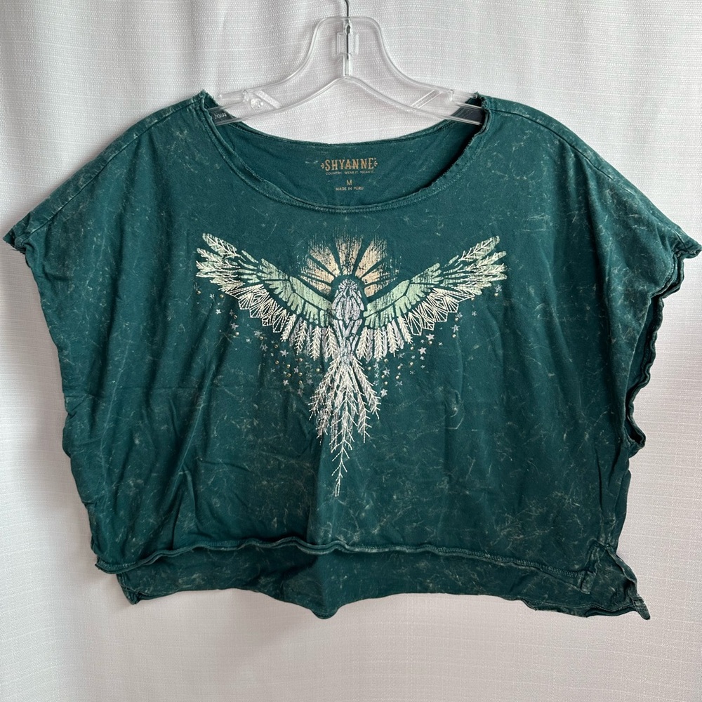 Shyanne Teal Short Sleeve Tee with Eagle Design